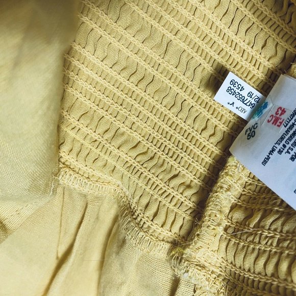 🛑 American Eagle Women's Smocked Bodycon Mini Dress Yellow Linen Blend NWT - Picture 9 of 13